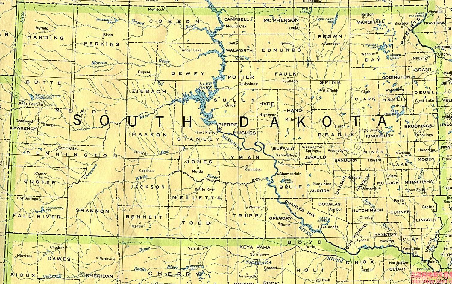 美国South Dakota州政区图