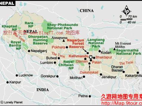 尼泊尔旅游地图